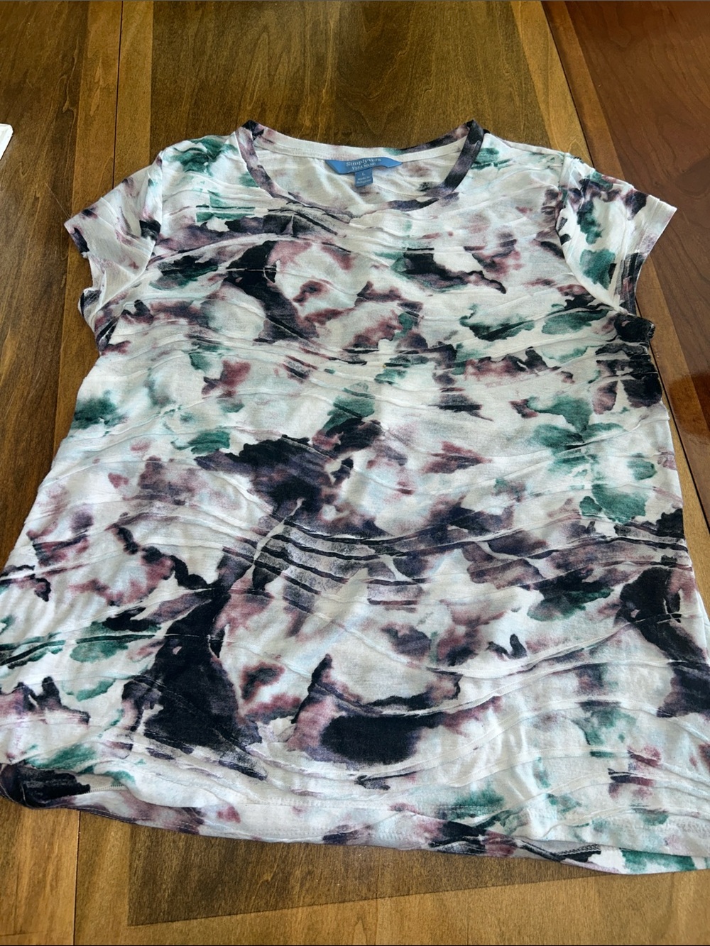 Women's Short-Sleeve Tie-Dye Tee in Green & Purple